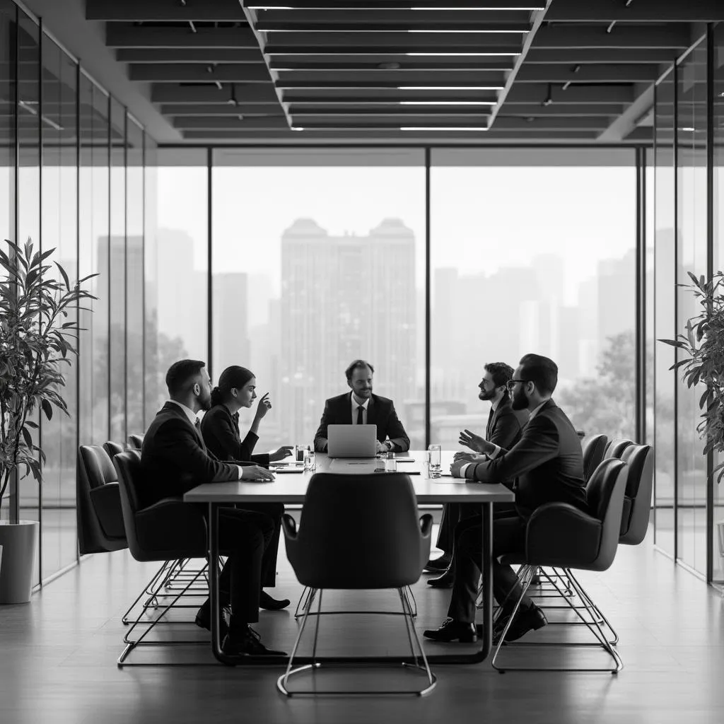 Business professionals discussing consultation strategy
